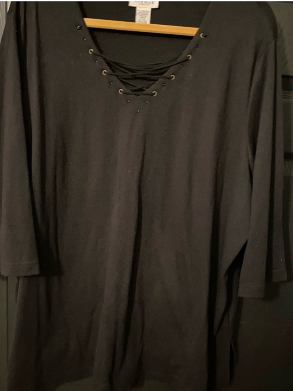 Black Lace-Up V-Neck Tunic Top